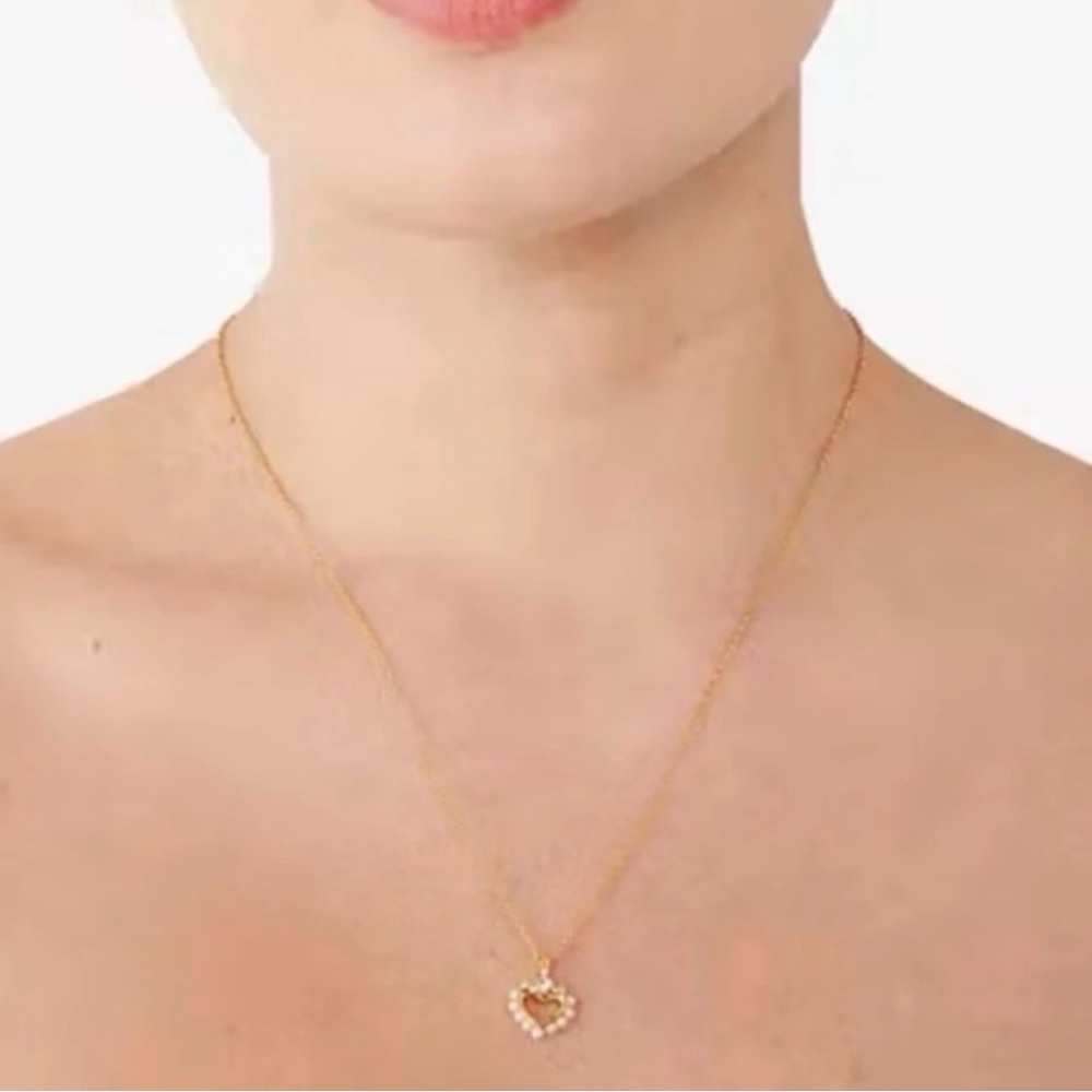 Kate Spade Gold and Pearl Heart Necklace - Picture 5 of 6